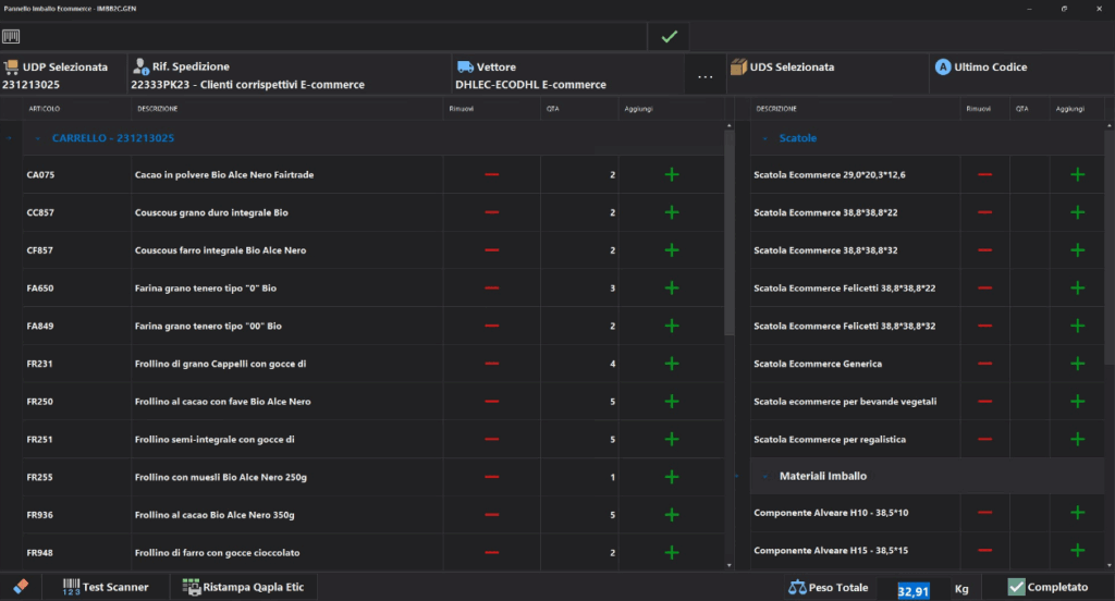 come funziona la logistica ecommerce: schermata del software Silwa