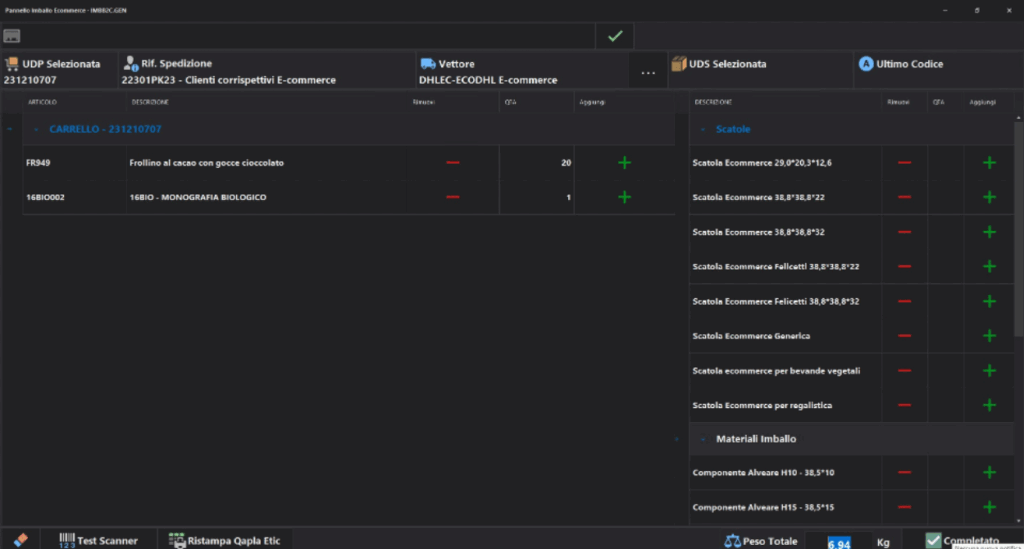 flusso e logistica di magazzino trattata con la suite Silwa: schermata del software